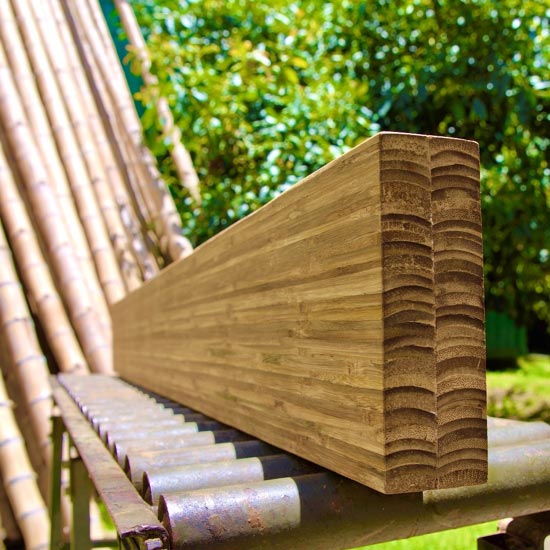 Close-up of precision-engineered bamboo boards