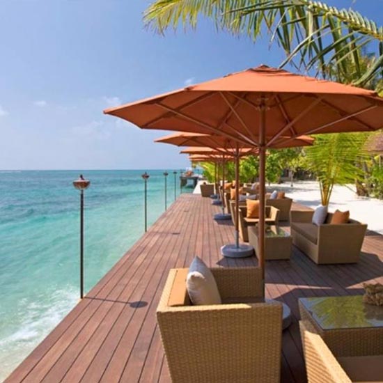 Bamboo deck under direct outdoor sunlight